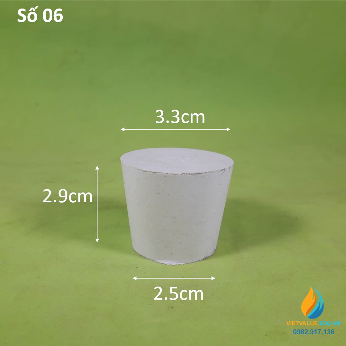 Nút cao su số 6 nắp bình,đáy lớn 33mm, đáy bé 25mm, cao 29mm