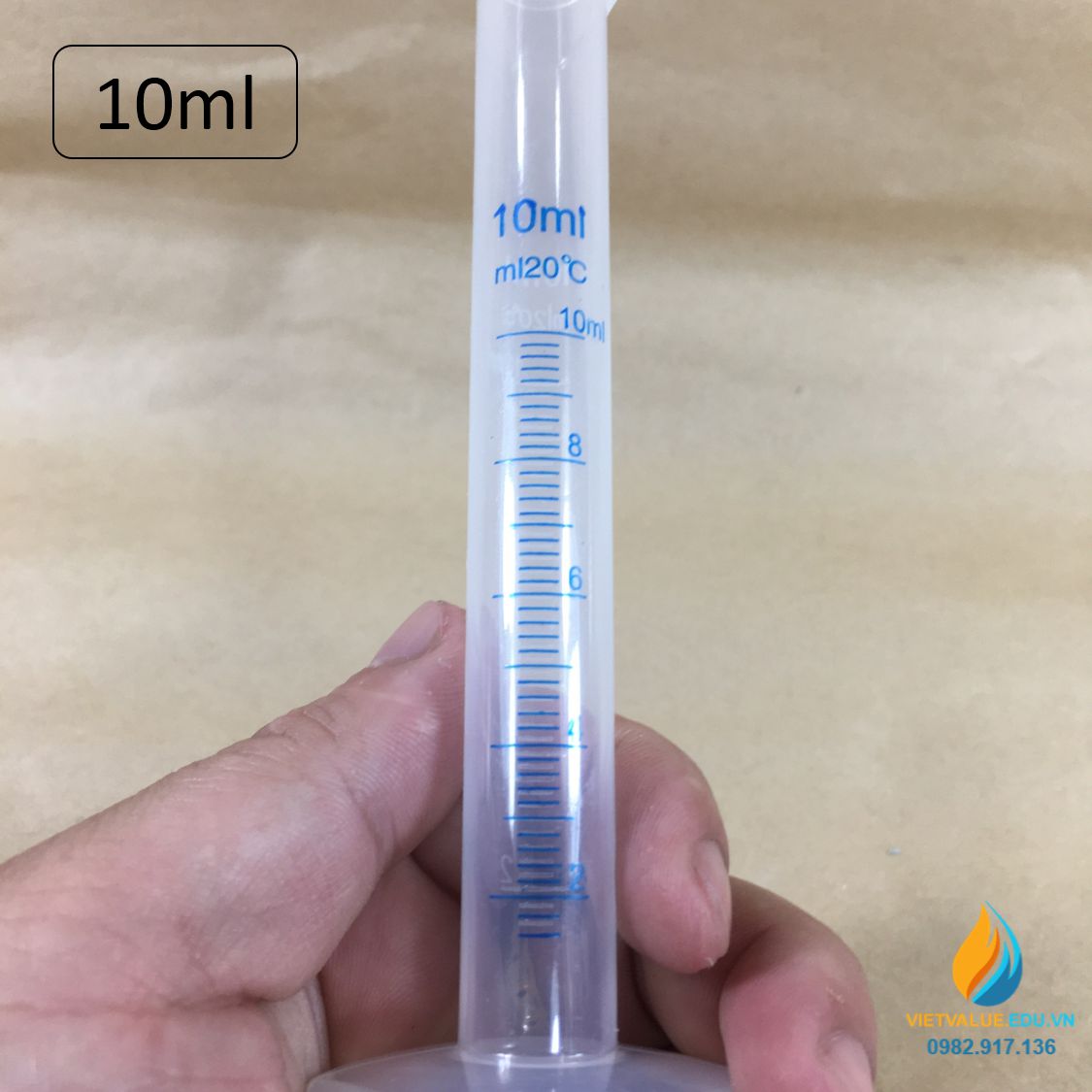 Ống đong nhựa có chân đế, chia vạch, dung tích 10ml