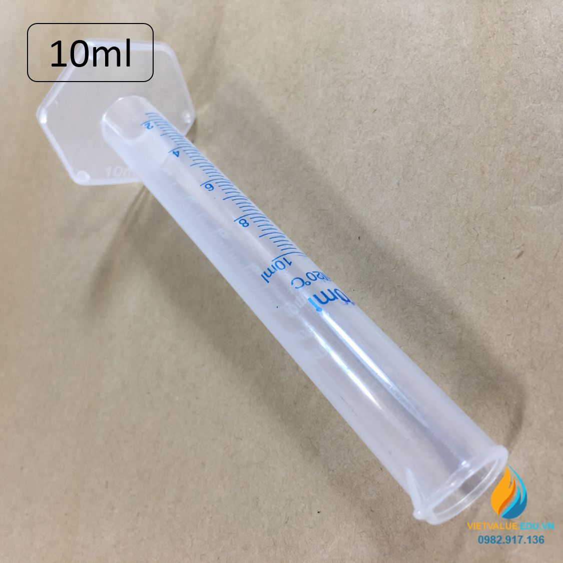Ống đong nhựa có chân đế, chia vạch, dung tích 10ml