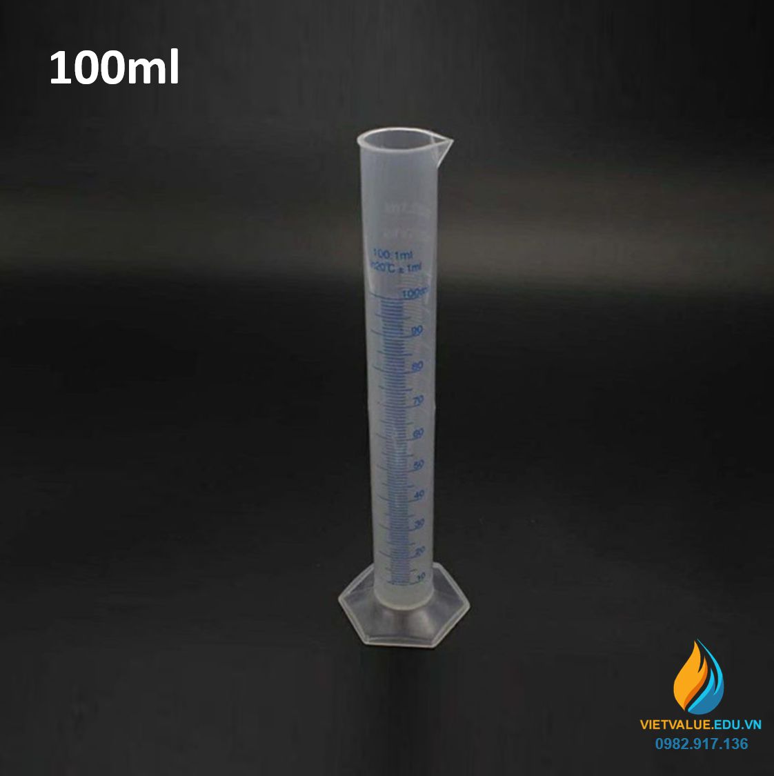 Ống đong nhựa có chân đế, chia vạch, dung tích 100ml