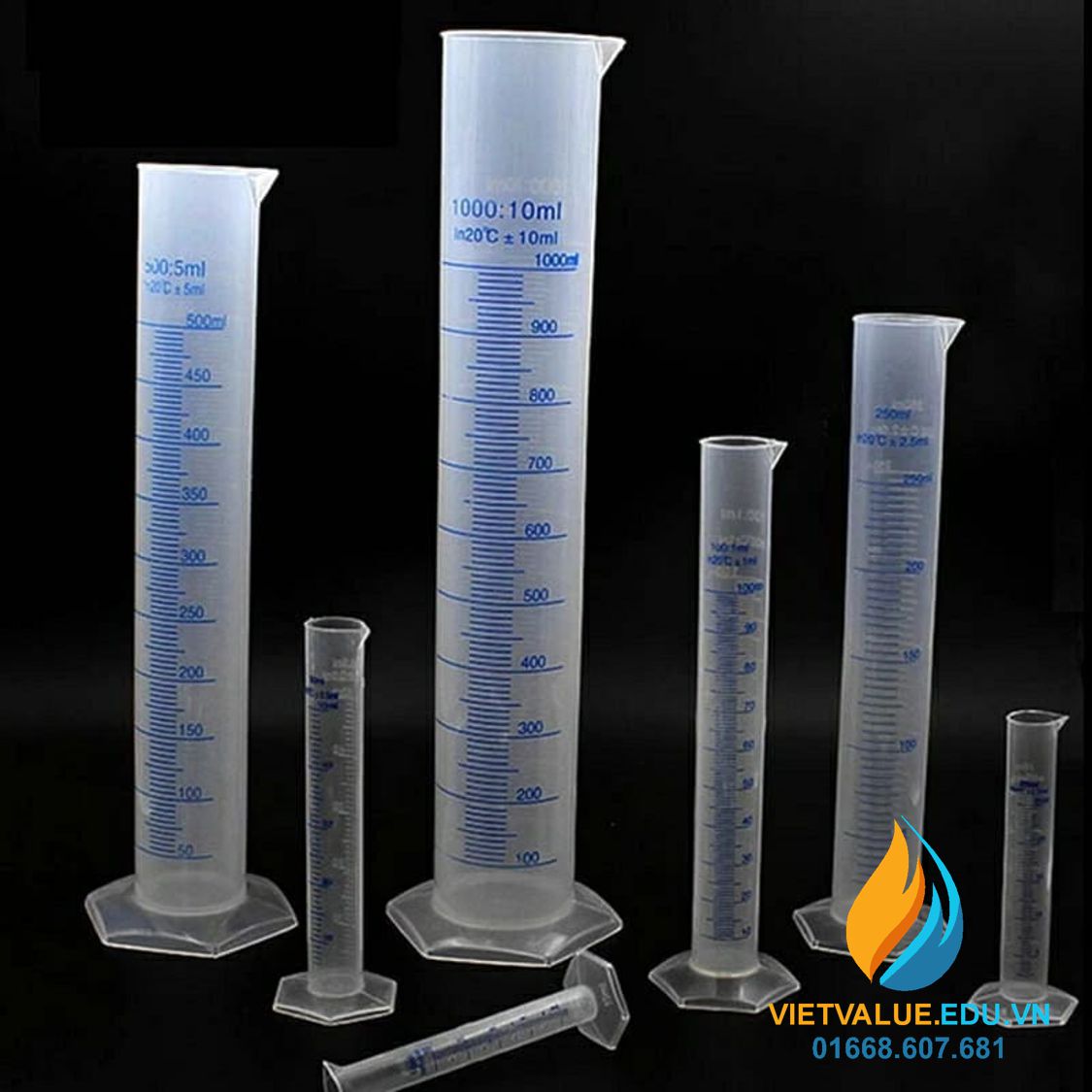 Ống đong nhựa có chân đế, chia vạch, dung tích 100ml