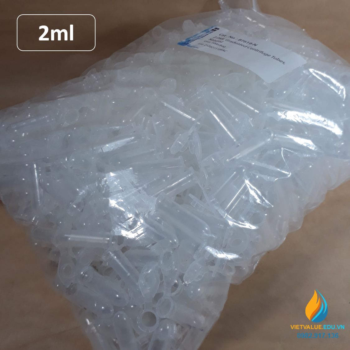 Ống eppedort dung tích 2ml, túi 1000 cái, hãng Biologix Mỹ, loại tiệt trùng hoàn toàn