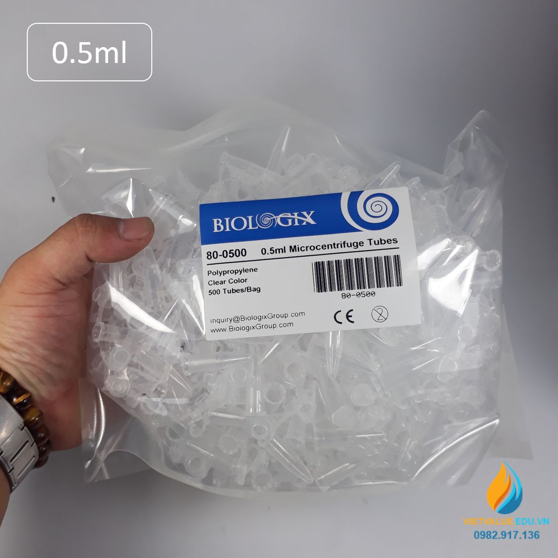 Ống eppedort dung tích 0.5ml hãng Biologix Mỹ tiệt trùng