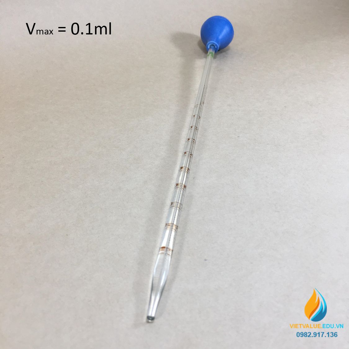 Ống hút thủy tinh, vạch chia, dung tích 0,1ml