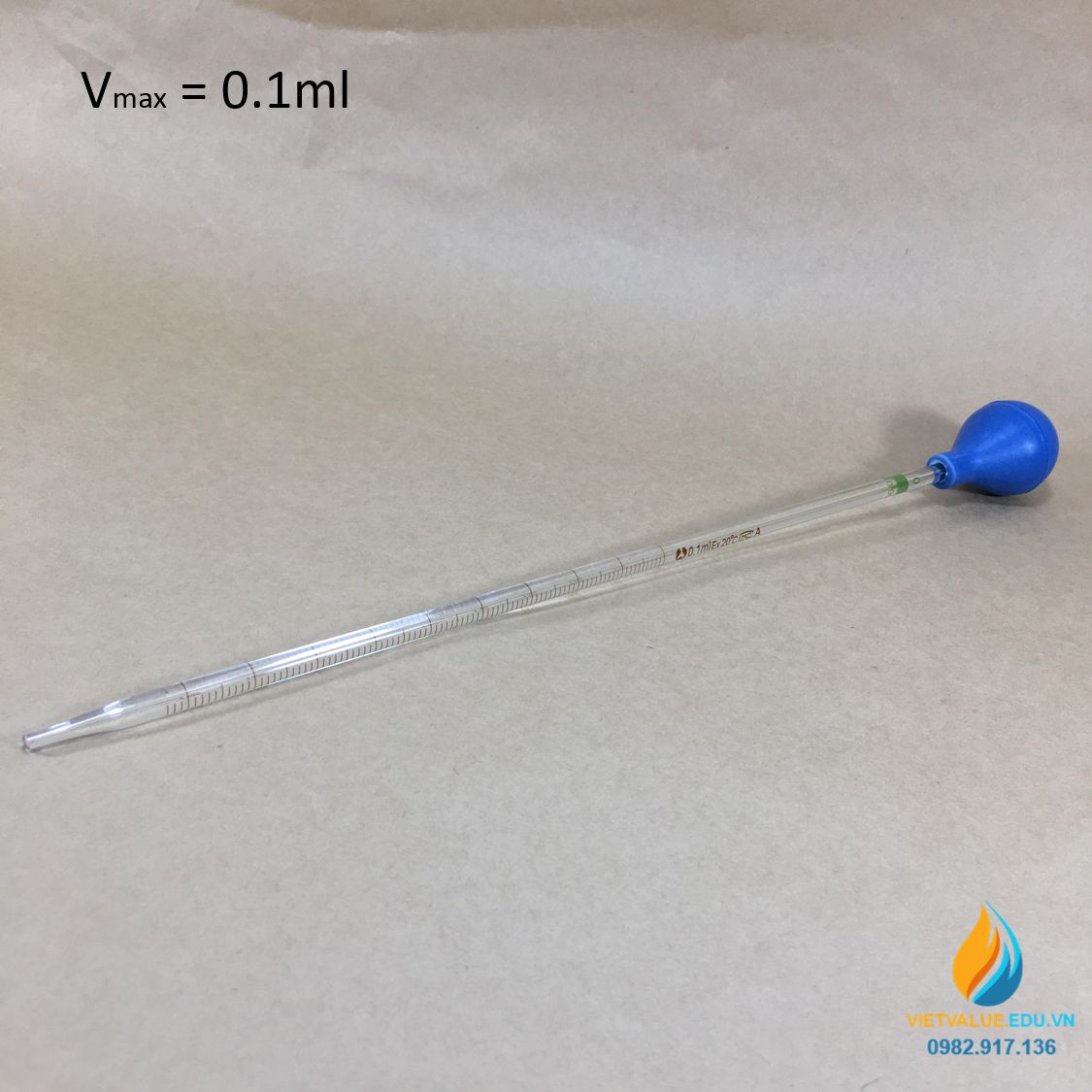 Ống hút thủy tinh, vạch chia, dung tích 0,1ml