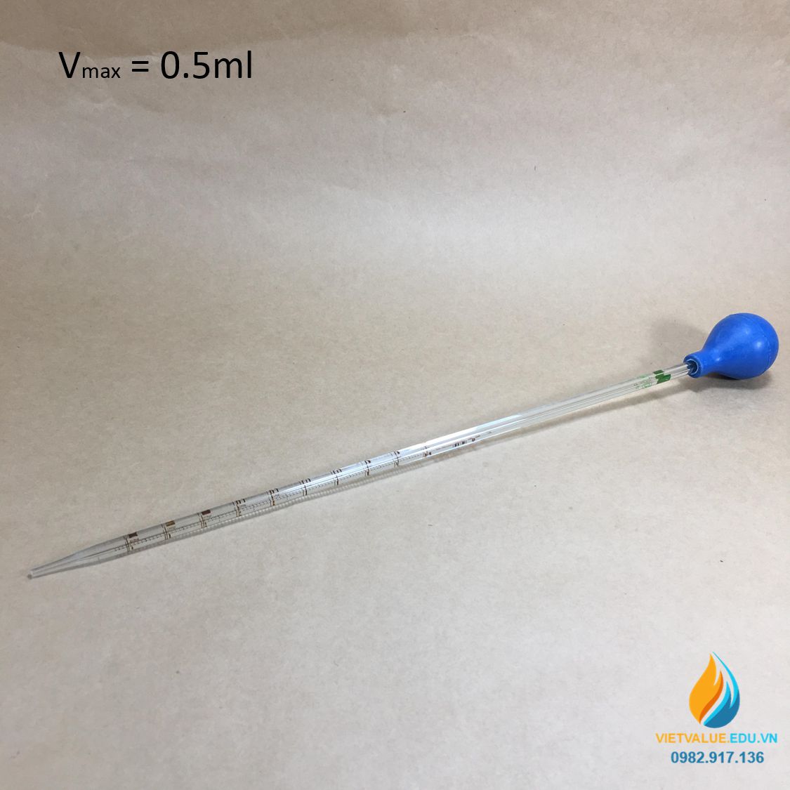 Ống hút thủy tinh, vạch chia, dung tích 0,5ml