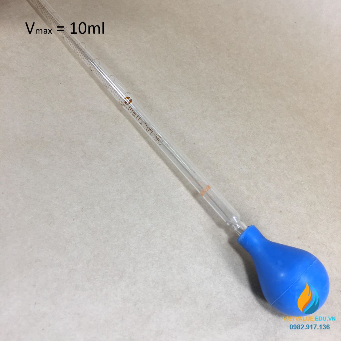 Ống hút thủy tinh, vạch chia, dung tích 10ml