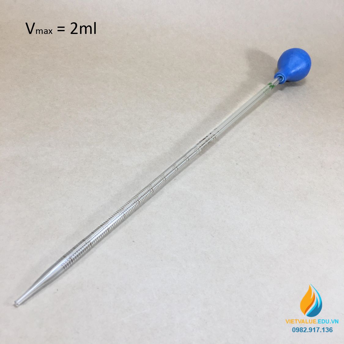 Ống hút thủy tinh, vạch chia, dung tích 2ml