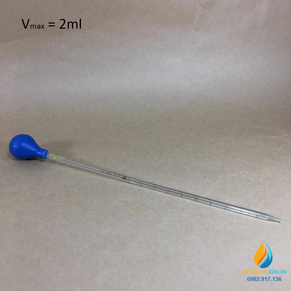 Ống hút thủy tinh, vạch chia, dung tích 2ml