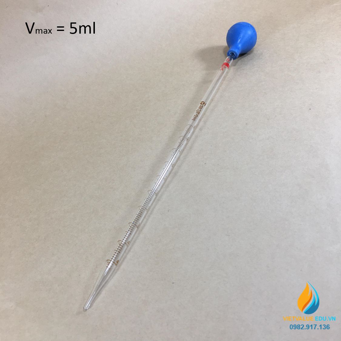 Ống hút thủy tinh, vạch chia, dung tích 5ml