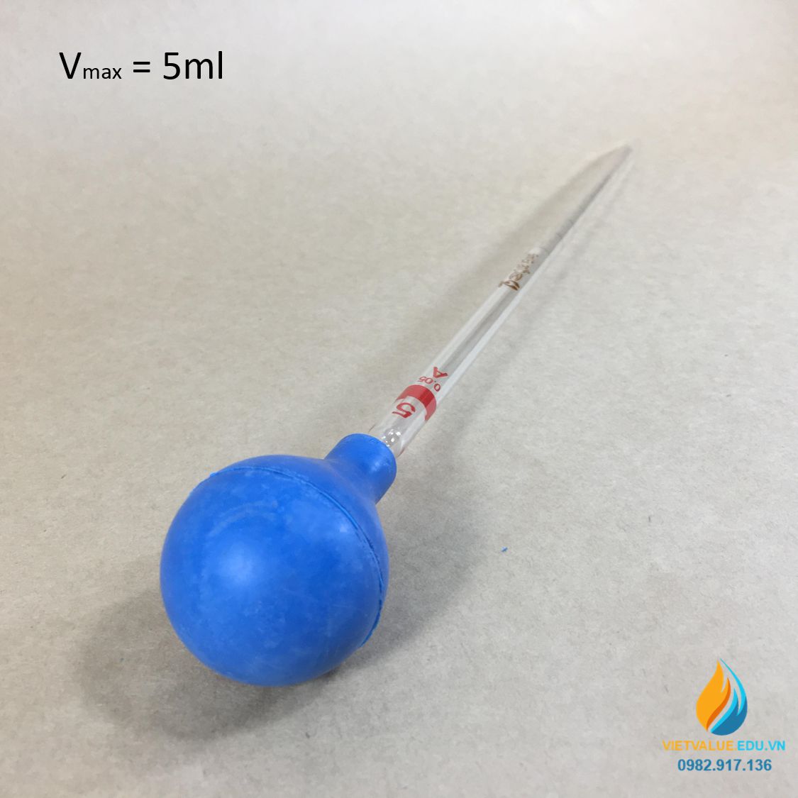 Ống hút thủy tinh, vạch chia, dung tích 5ml