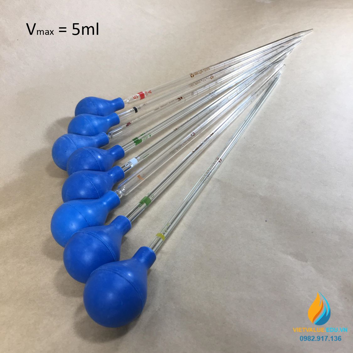 Ống hút thủy tinh, vạch chia, dung tích 5ml