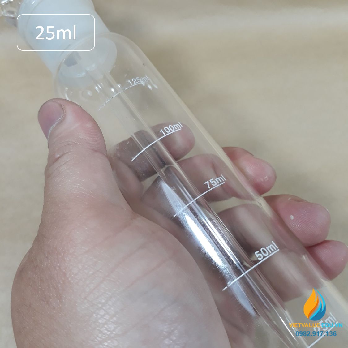 Ống lấy mẫu khí, dung tích 25ml, thủy tinh chịu lực, vạch chia