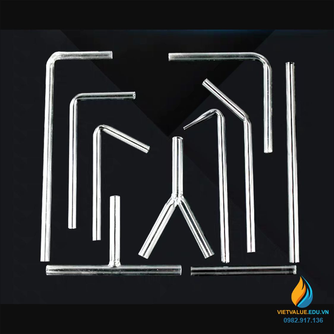 Ống dẫn thủy tinh thẳng, đường kính trong 5mm, dài 10cm