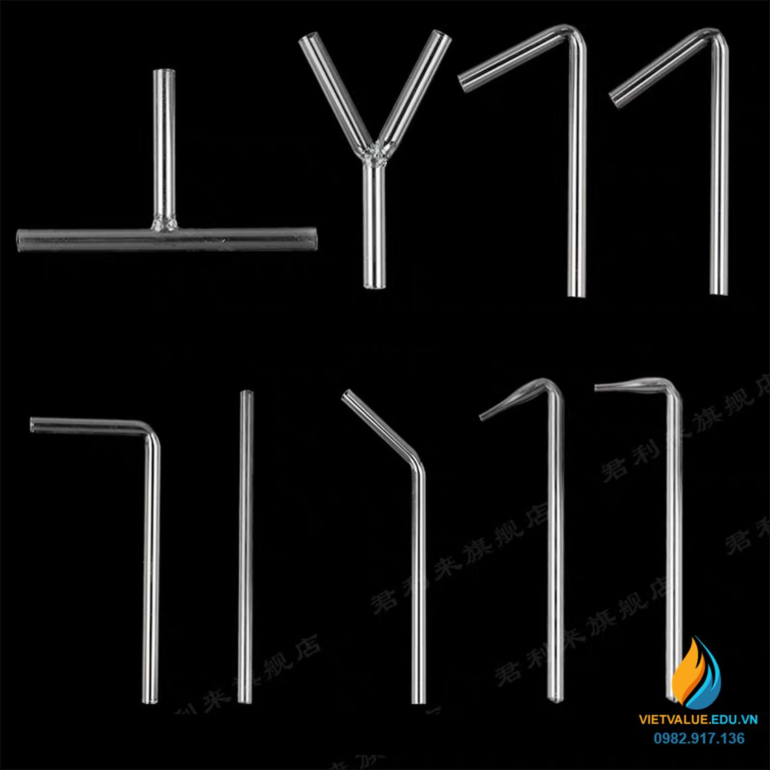 Ống dẫn thủy tinh thẳng, đường kính trong 5mm, dài 10cm