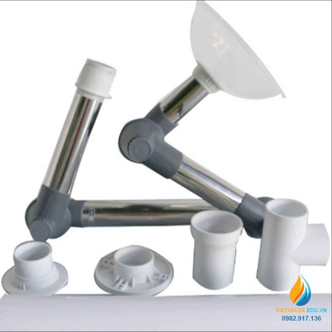 Ông xả hút bụi phổ quang bằng thép không gỉ xoay 360 độ điều chỉnh hướng