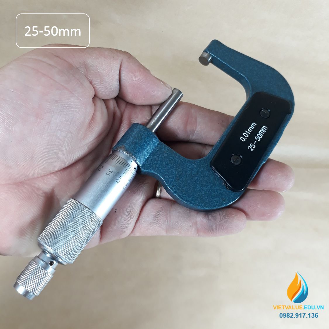 Thước kẹp panme phạm vi đo 25-50mm, giá trị đọc 0.01mm, thép không gỉ chất lượng cao