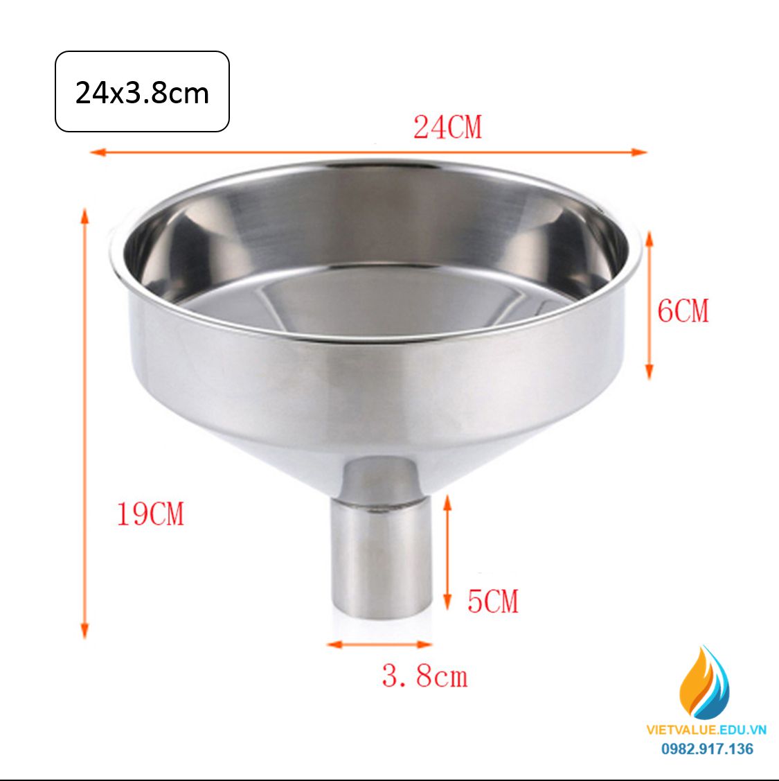 Phễu rót Inox 1 thép không gỉ xuất xứ từ Trung Quốc