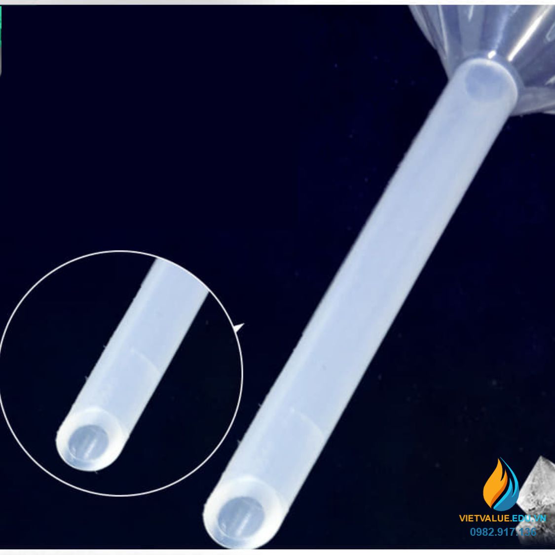 Phễu rót hóa chất, đường kính 90mm, nhựa PP trong suốt