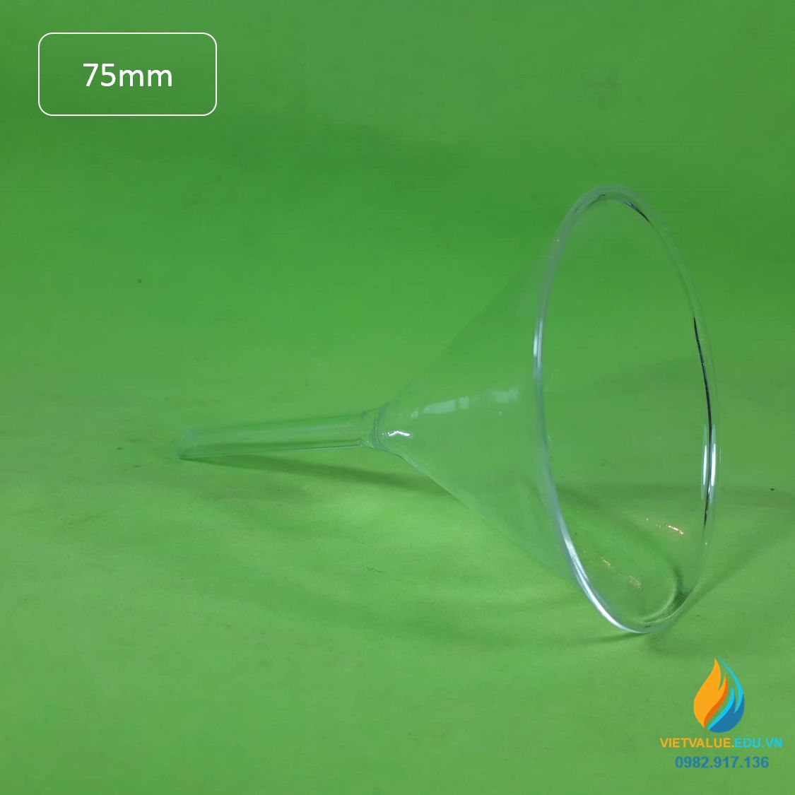 Phễu thủy tinh trong suốt, chịu nhiệt , đường kính phễu 60mm