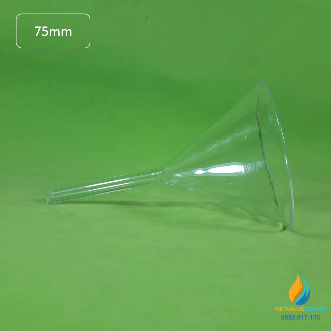 Phễu thủy tinh trong suốt, chịu nhiệt , đường kính phễu 60mm