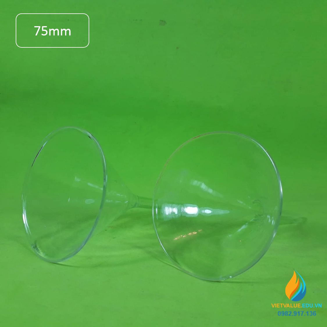 Phễu thủy tinh trong suốt, chịu nhiệt , đường kính phễu 60mm