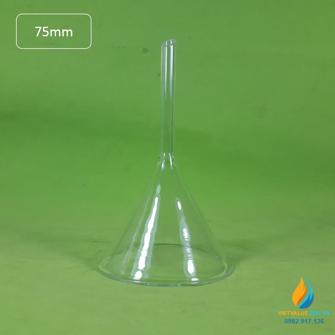 Phễu thủy tinh trong suốt, chịu nhiệt , đường kính phễu 60mm