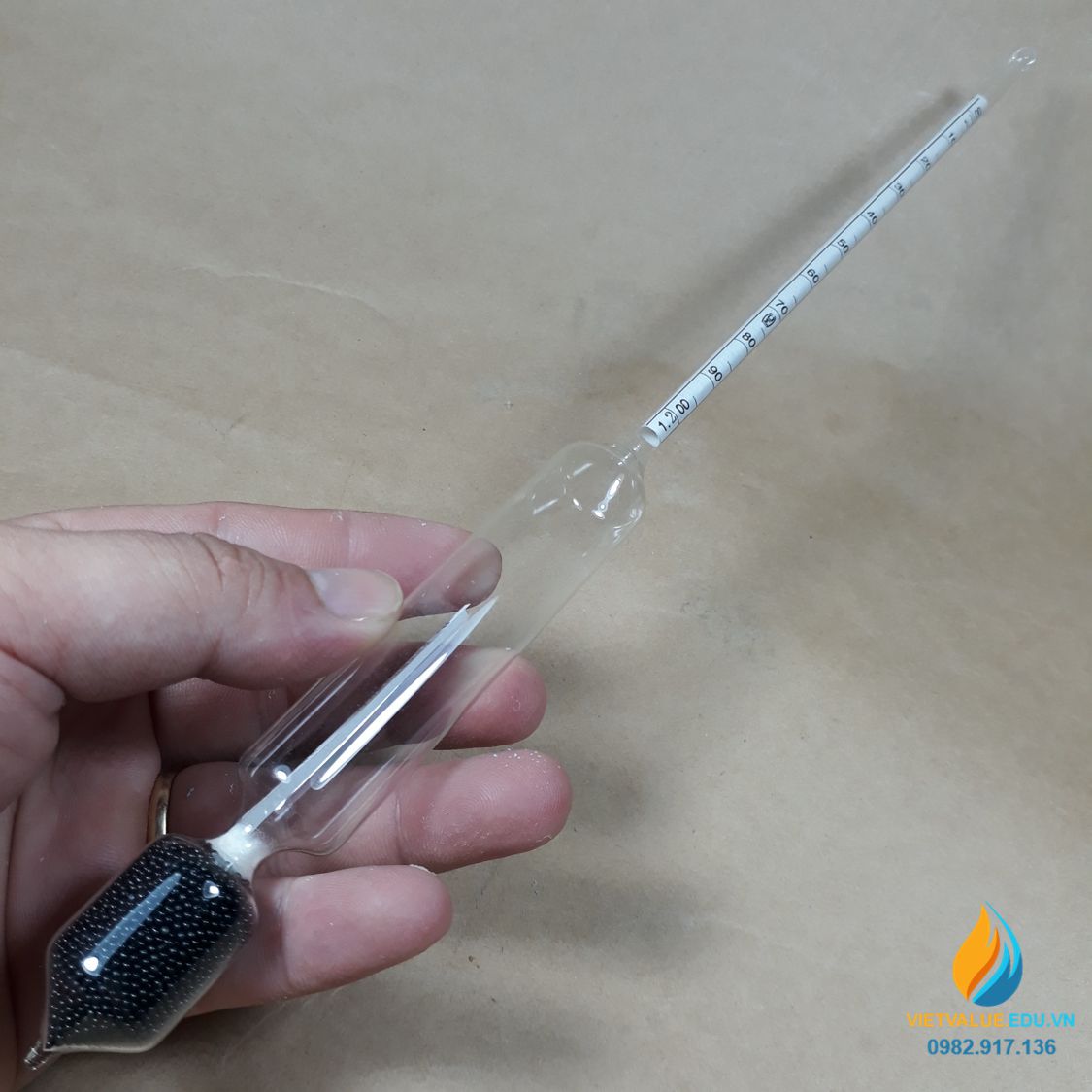 Tỷ trọng kế 1,2-1,3, tỷ trọng kế thủy tinh đo trọng lượng riêng của mẫu chính xác cao