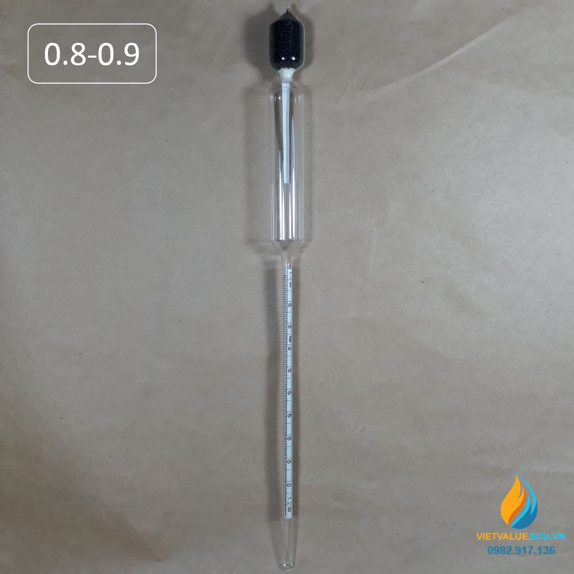 Tỷ trọng kế 0,8-0,9 đo trọng lượng riêng của chất lỏng, tỷ trọng kế phòng thí nghiệm