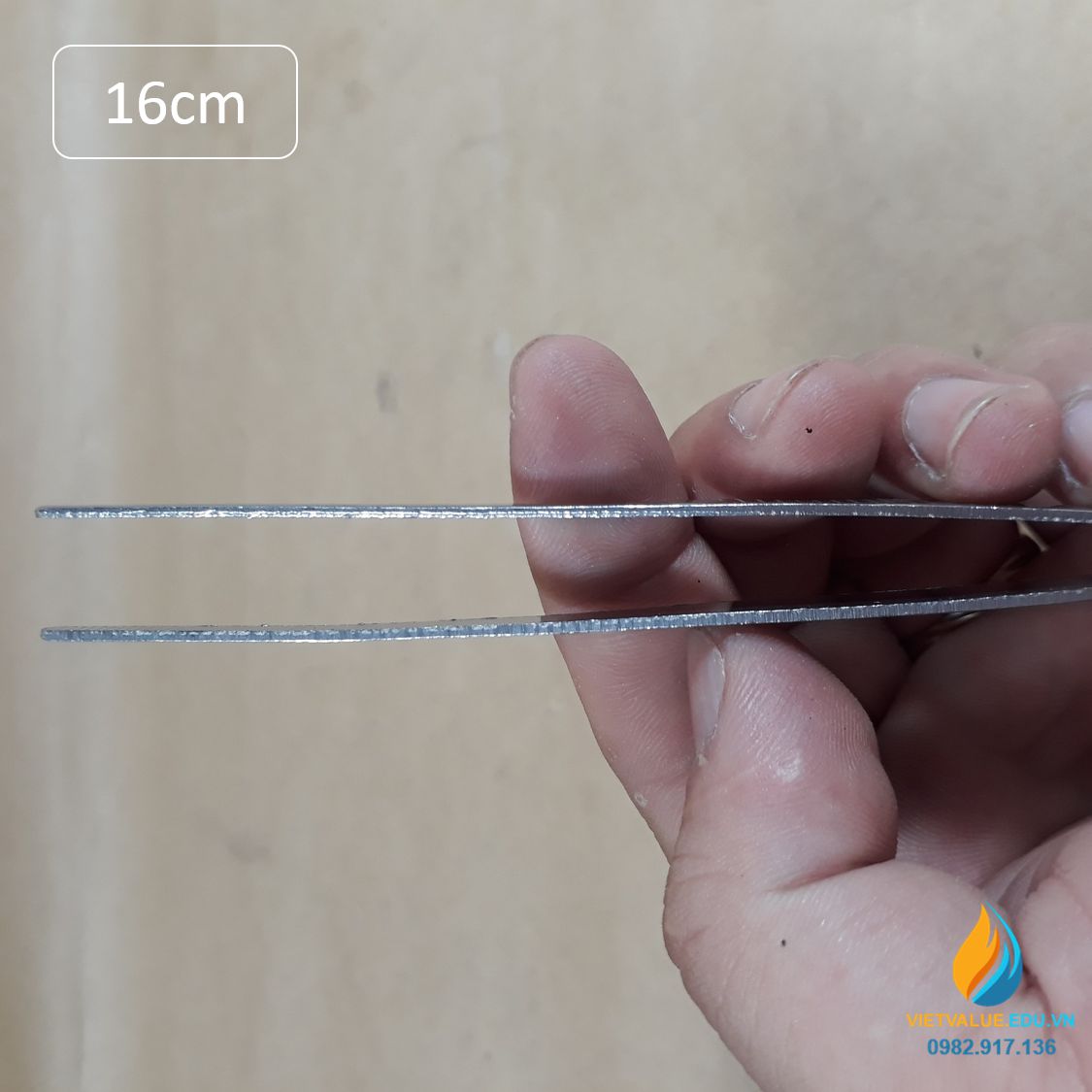 Nhíp gắp mẫu phòng thí nghiệm, dài 16cm thép không gỉ, đầu gắp thẳng có răng