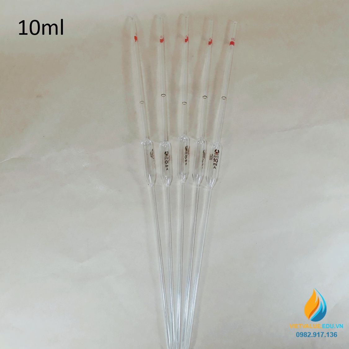 Pipet bầu thủy tinh 10ml, pipet bầu hút định lượng hút chính xác