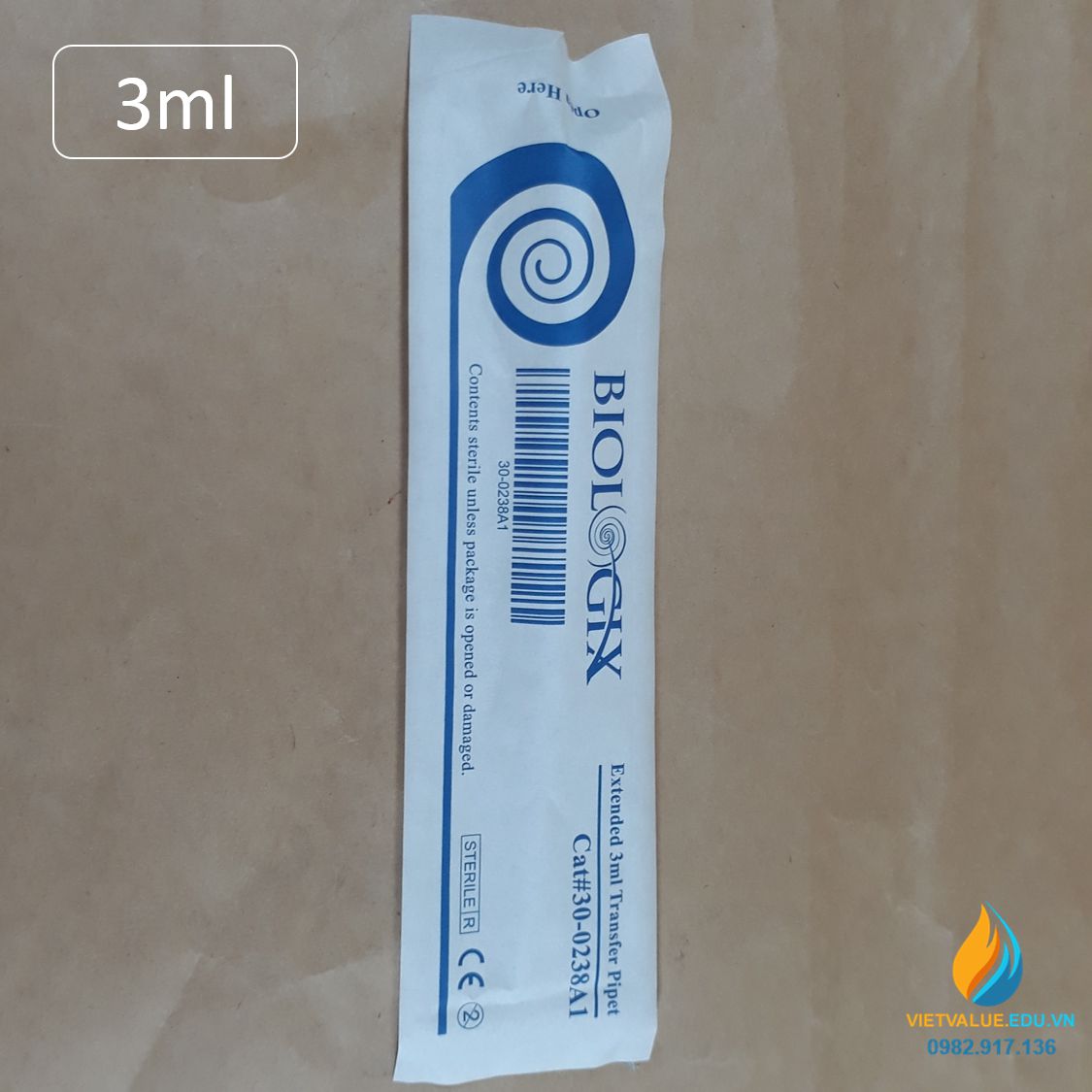 Pipet paster nhựa, dung tích hút 3ml, tiệt trùng hoàn toàn, hãng Biologix Mỹ