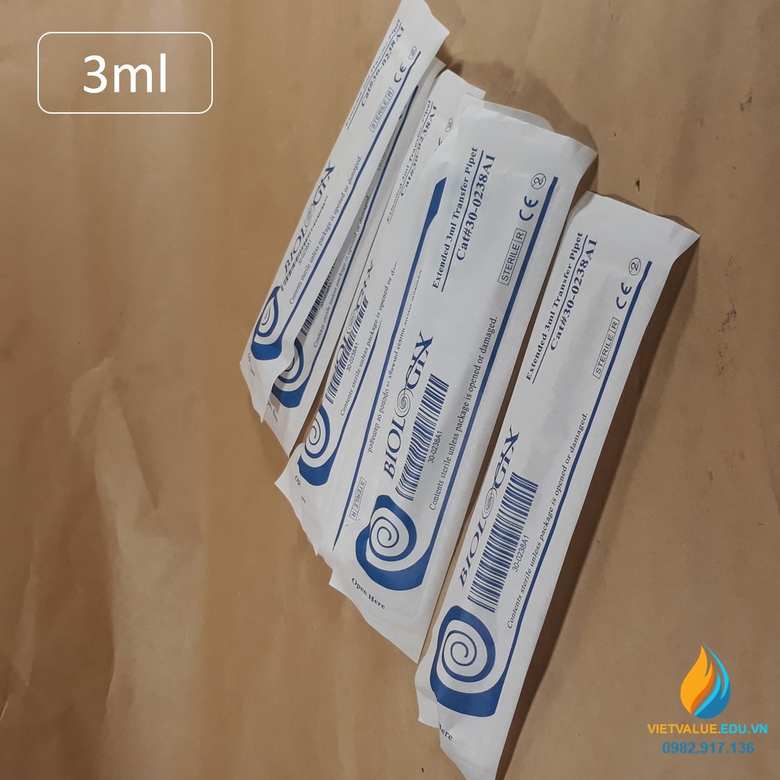 Pipet paster nhựa, dung tích hút 3ml, tiệt trùng hoàn toàn, hãng Biologix Mỹ