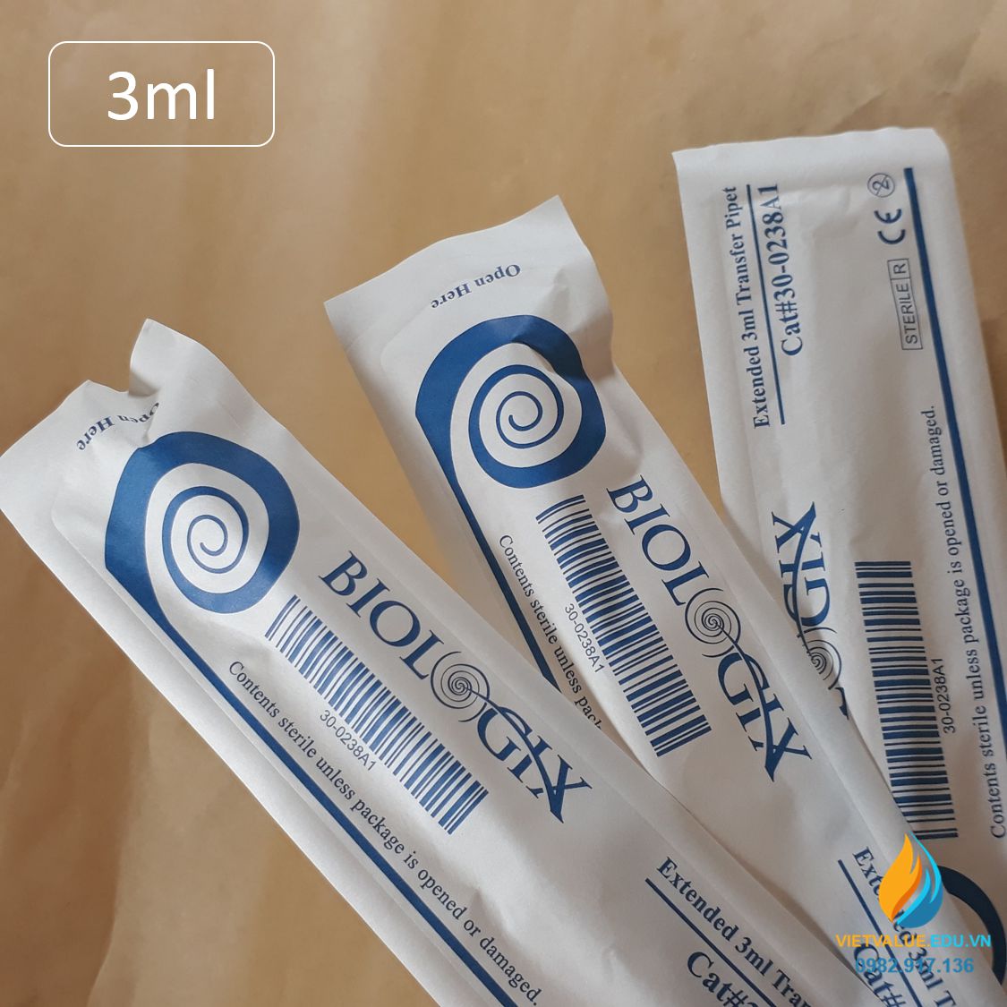 Pipet paster nhựa, dung tích hút 3ml, tiệt trùng hoàn toàn, hãng Biologix Mỹ