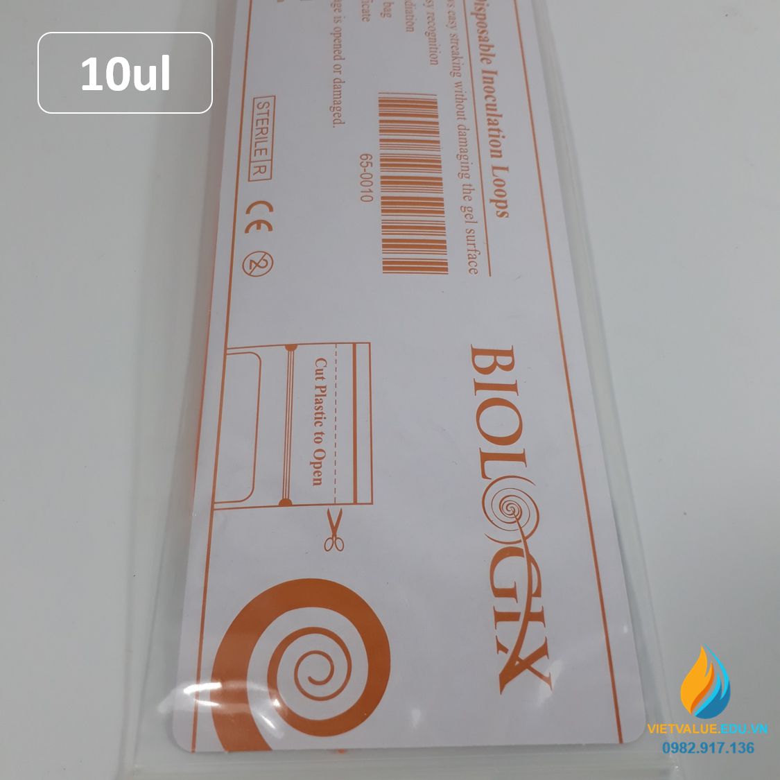 Que cấy vi sinh 10ull, que cấy tiệt trùng hoàn toàn, đóng gói túi 100 que, hãng Biologix Mỹ