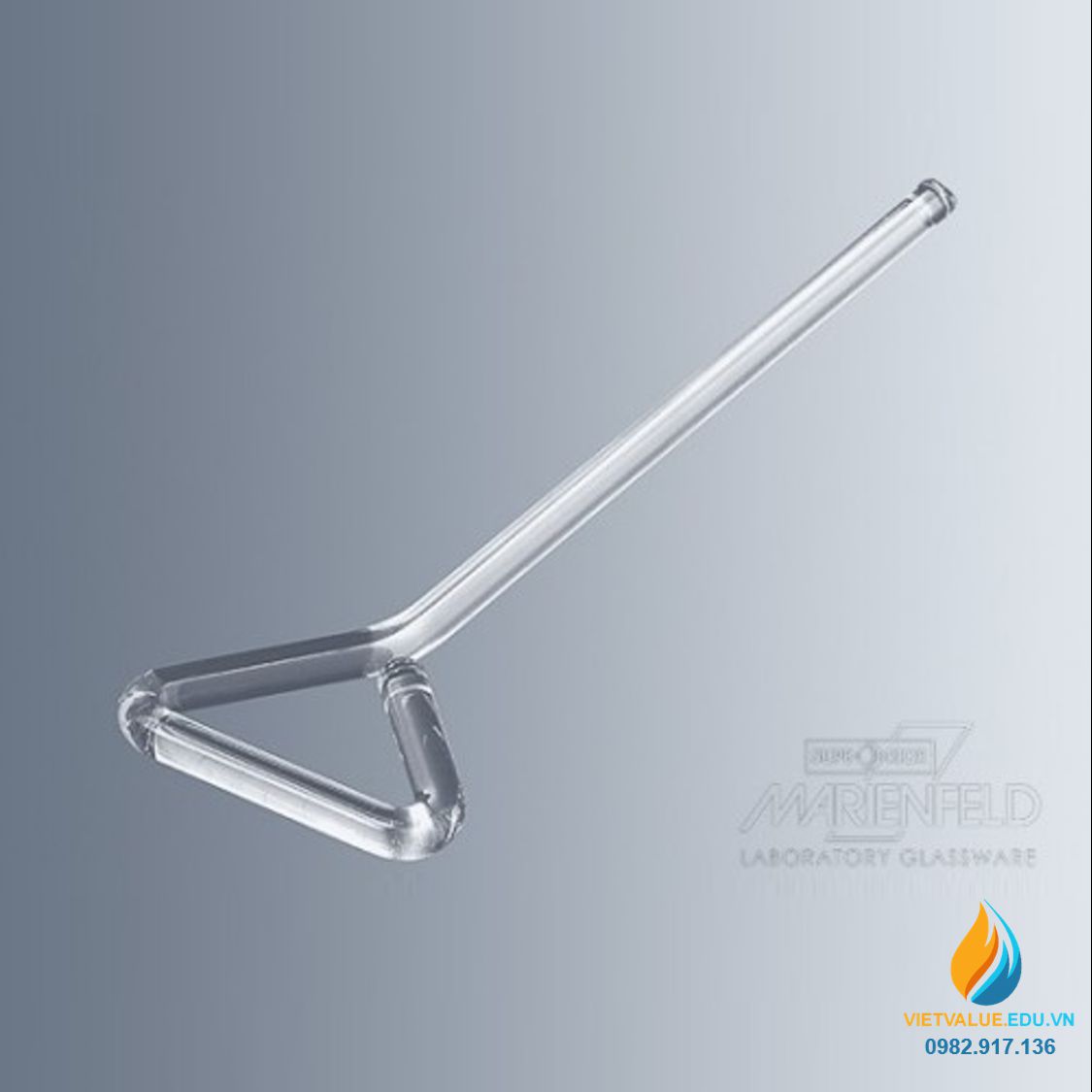 Que tràn thủy tinh, dài 25cm, đầu tam giác, chịu nhiệt trong suốt