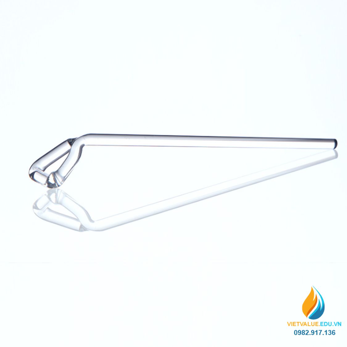 Que tràn thủy tinh, dài 25cm, đầu tam giác, chịu nhiệt trong suốt