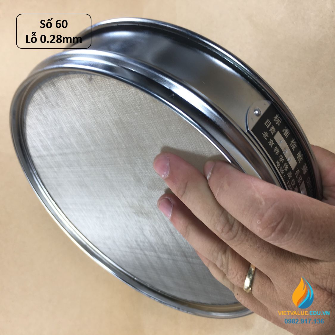 Sàng rây tiêu chuẩn đường kính 20cm kích thước mắt sàng 0.28mm, mã sàng số 60