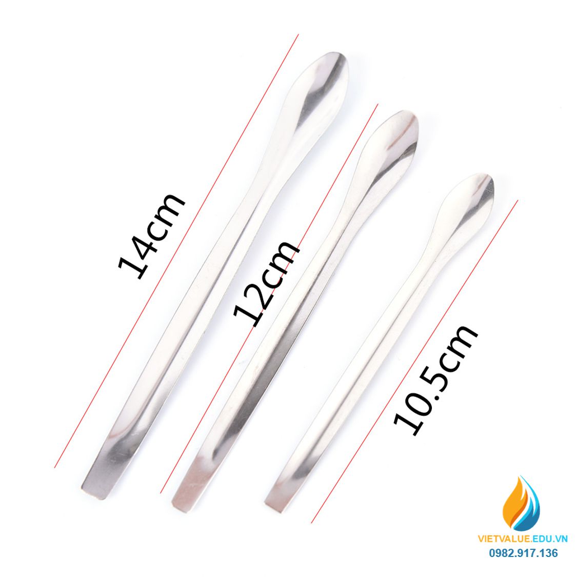 Thìa inox lấy hóa chất, không gỉ, một muỗng, dài 12 cm