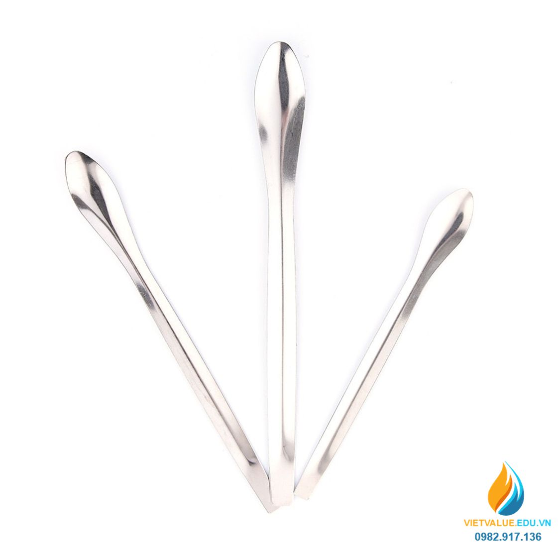 Thìa inox lấy hóa chất, không gỉ, một muỗng, dài 12 cm