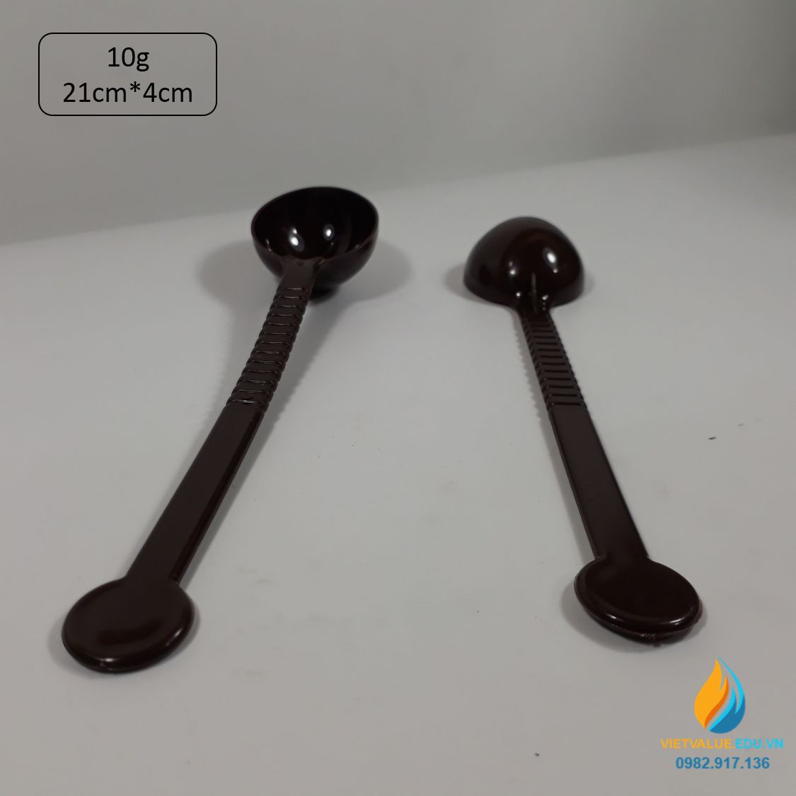 Thìa nhựa đong xúc mẫu, lượng đong 10gam cafe, kích thước dài 21cm, miệng 4cm