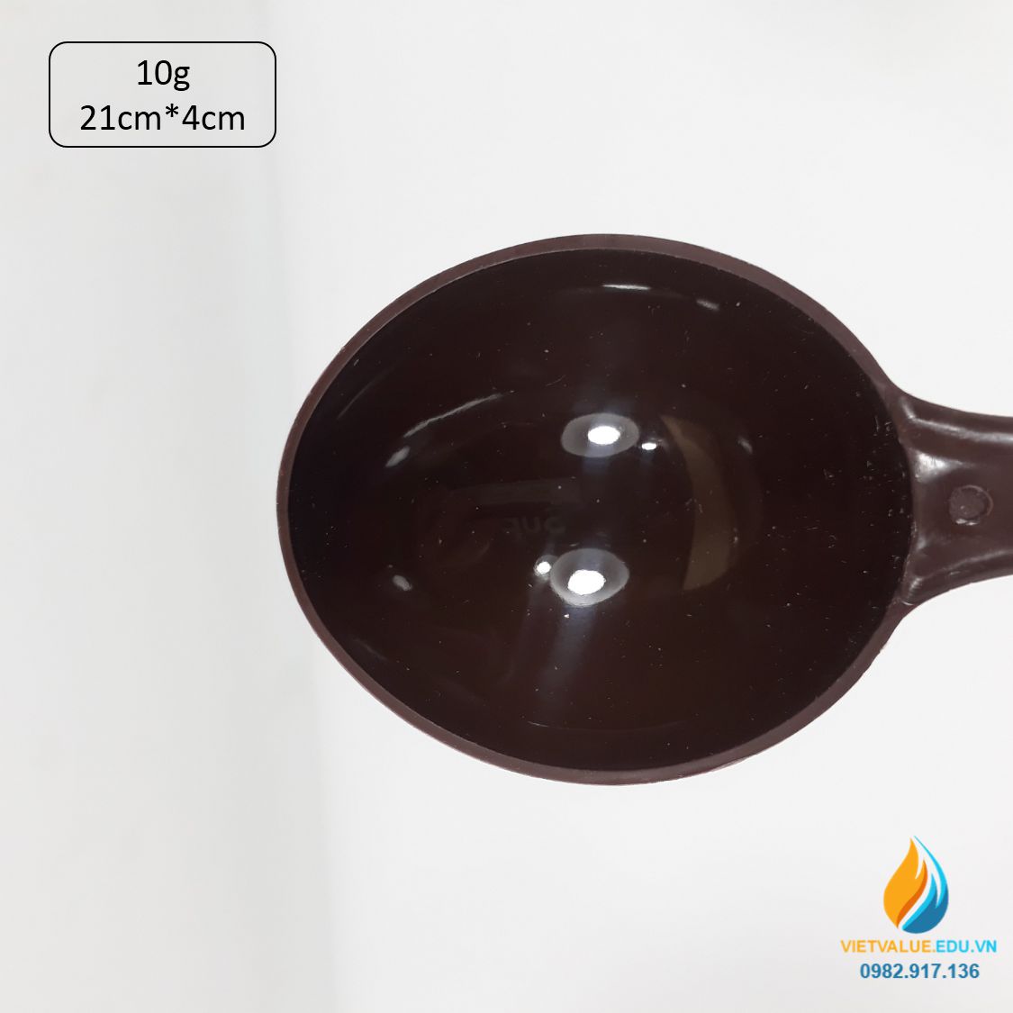 Thìa nhựa đong xúc mẫu, lượng đong 10gam cafe, kích thước dài 21cm, miệng 4cm