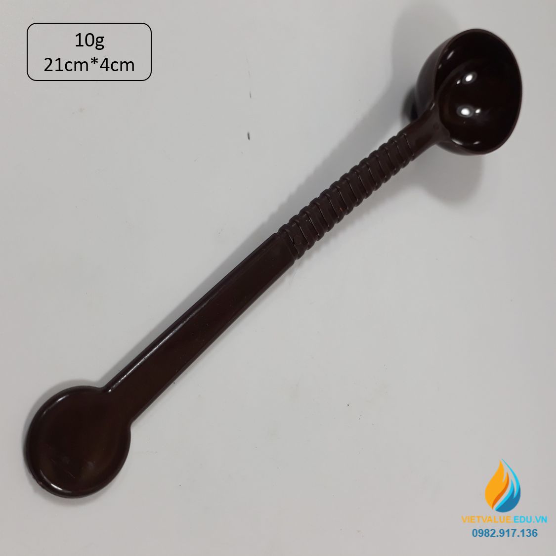 Thìa nhựa đong xúc mẫu, lượng đong 10gam cafe, kích thước dài 21cm, miệng 4cm