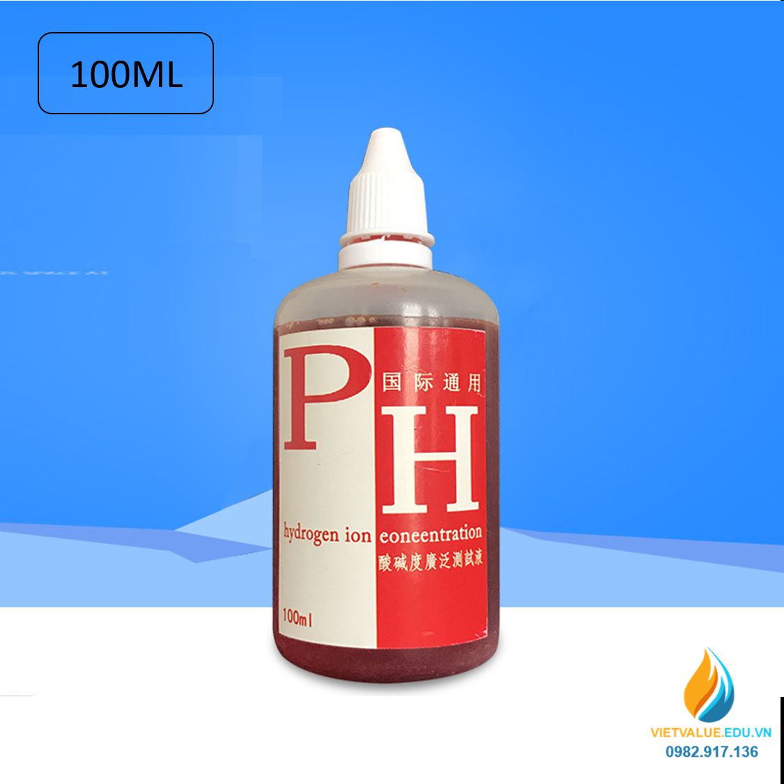 Thuốc thử PH kiểm tra độ axit bazo của dung dịch, dung tích 100ml