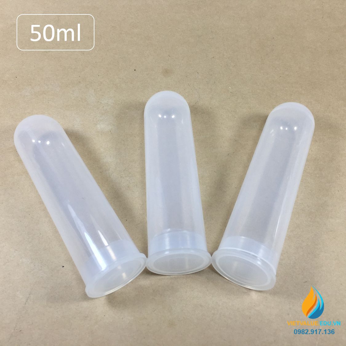 Túi 50 ống ly tâm 50ml, đáy tròn, không vạch chia nắp ấn, trong suốt