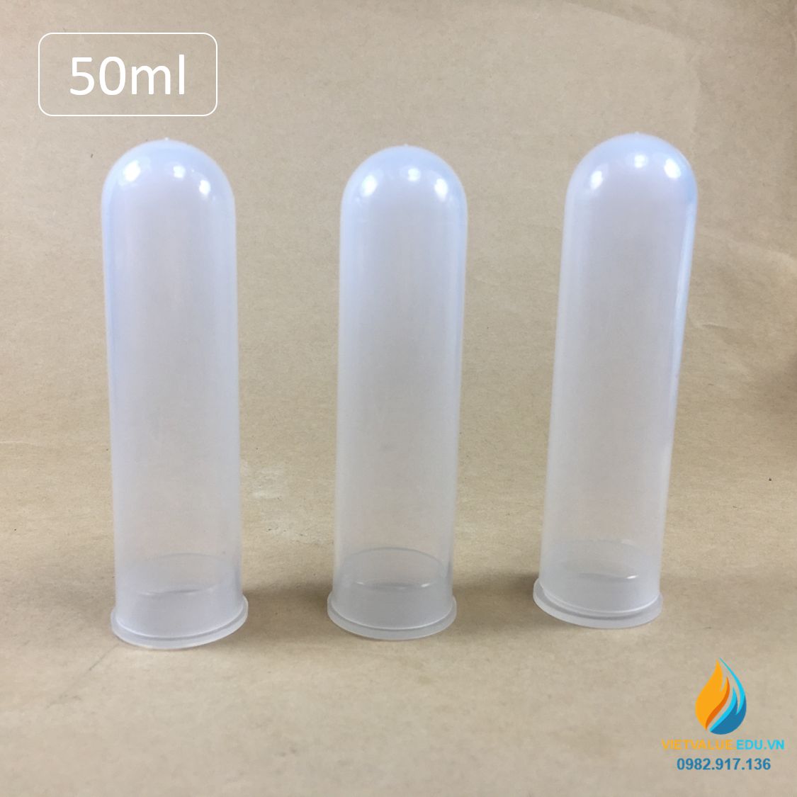 Túi 50 ống ly tâm 50ml, đáy tròn, không vạch chia nắp ấn, trong suốt