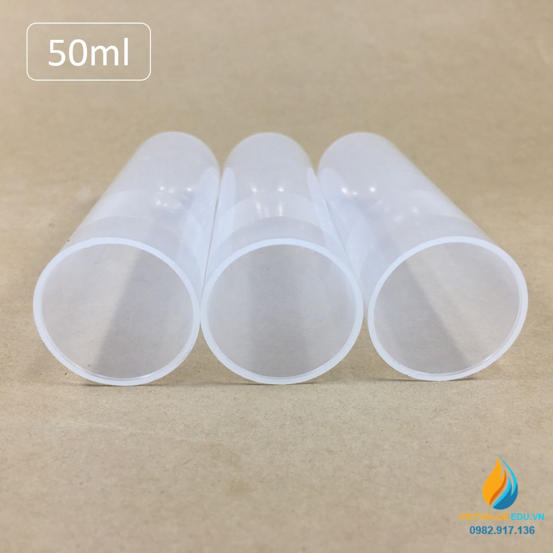 Túi 50 ống ly tâm 50ml, đáy tròn, không vạch chia nắp ấn, trong suốt