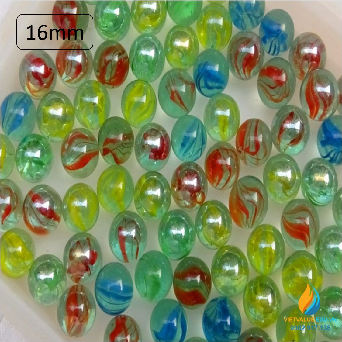 Viên bi thủy tinh đường kính 16mm, viên bi cho học sinh tiểu học thực hành ngoại khóa