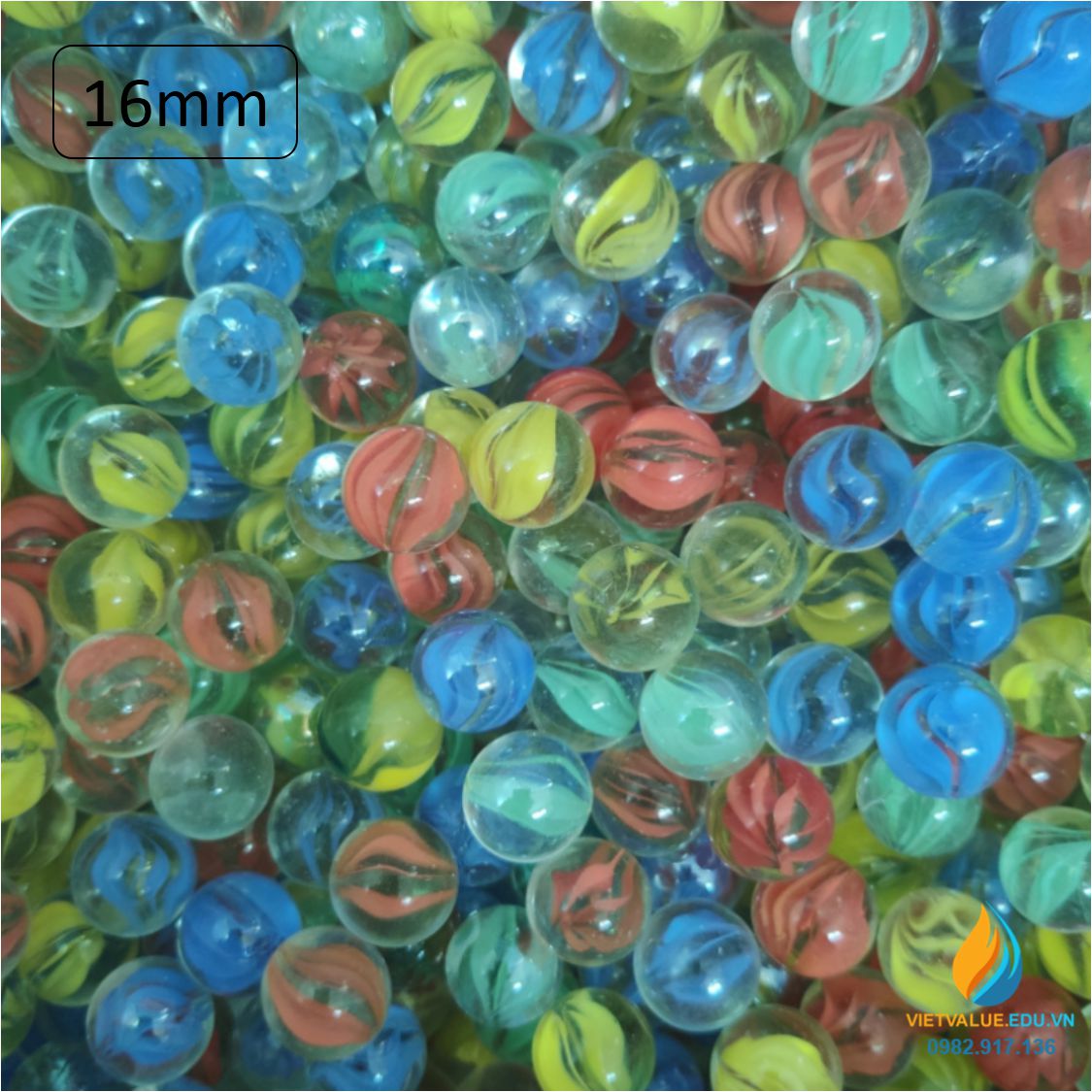 Viên bi thủy tinh đường kính 16mm, viên bi cho học sinh tiểu học thực hành ngoại khóa