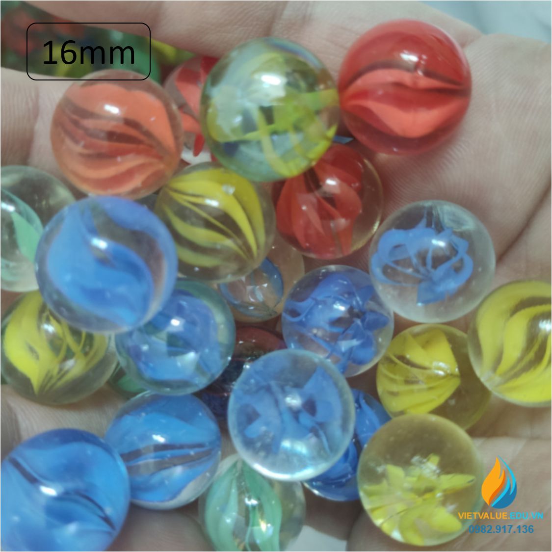 Viên bi thủy tinh đường kính 16mm, viên bi cho học sinh tiểu học thực hành ngoại khóa